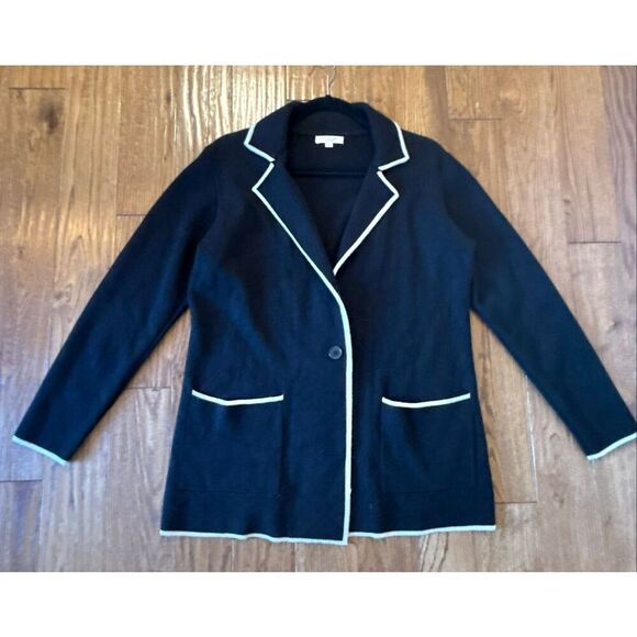 Max Studio London black and white collared sweater jacket small - Picture 2 of 8